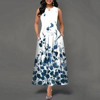 Womens Printed Crew-Neck Sleeveless Tank Dress
