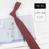 Korean Style Casual Suede Pure Color Artistic Shirt Macaron Color 7cm Hand Tie