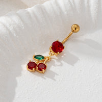 Special Interest Light Luxury High-grade Zircon Cherry Belly Ring Pendant