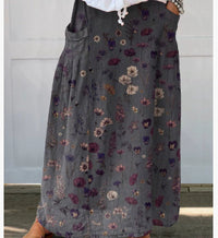 Independent Printed Skirt With Pockets