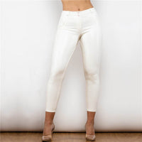 Shascullfites Melody White Leather Butt Lifting Pants Metallic Leather Jeans Woman Silver Leggings Push Up Shaping Pants