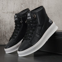Men's White Boots Trendy Thick Bottom High Top