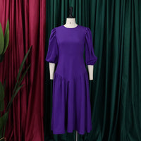 Ruffled Plus-Size Fashionable Puff-Sleeve Dress African Style
