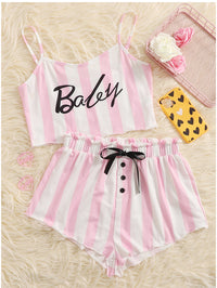 Cute And Comfortable Sling Striped Suit