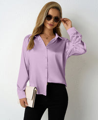 Sleek V-neck Cardigan Shirt In Satin