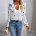 Printed Gigot Sleeve Long Sleeve Thin Jacket Jacket
