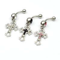 Rhinestone Cross Body Piercing Jewelry Belly Button Ring
