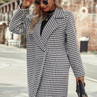 Elegant Suit Collar Long Hidden Hook Wool Coat Women