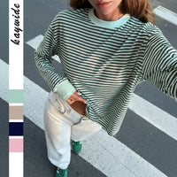 SpringSummer Fashionable Commuter Striped Long Leeve Top