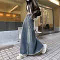 Autumn Design Sense Niche Frayed Retro High Waist Denim Skirt For Women