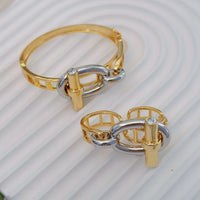 Cross Bar Ring Bracelet Suit Glossy