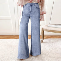 Women's High Waist Casual Loose Solid Color Jeans