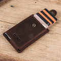 Crazy Horse Leather Automatic Anti-Theft Zipper Buckle Coin Purse