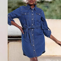 Amazon Spring Women's Denim Dress Loose-Fitting