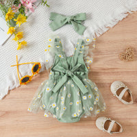 Girls' Solid Colour Patchwork Daisy Mesh Back Triangle Harness