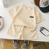 Children's Casual Suit Loose Casual Men's And Women's Short-sleeved Children's Waffle