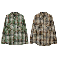 Fashion Loose Plaid Long Sleeve Shirt Men