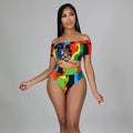 Bikini Strap Cross Print Bandeau High Waist