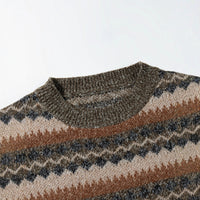 Mens Thickened Crew-Neck Pullover Sweater With Printed Design And Relaxed Fit