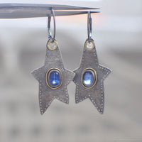 Moonstone Two-Tone Star Earrings For Women
