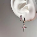 S925 Sterling Silver Zircon Cross Asterism Ear Clip