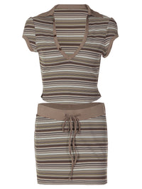 Womens Striped Tube Top And Skirt Set