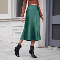 High-waist Satin Midi Skirt Spring Summer Women