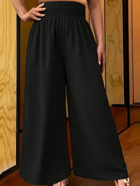 Casual Elastic Waist Summer Plus Size Fashionable Wide-leg Pants