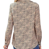 Casual Womens Mid Length Long Sleeve Printed Blouse
