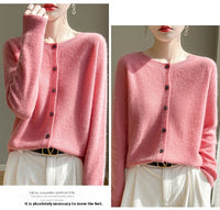 Round Neck Sweater Women's Simple All-match Cashmere Knitted Cardigan