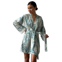 Printed Long-sleeve Lace Nightgownbathrobe Loungewear