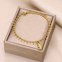 Tassel Anklet Gold Stainless Steel Waterproof Adjustable