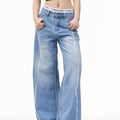 Female American Retro Personalized Split Wide Leg Pants