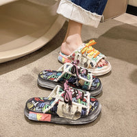 Net Red Graffiti Slippers For Women To Wear In Summer