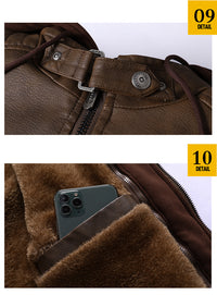 Men's Fashionable Removable Hooded Leather Jacket