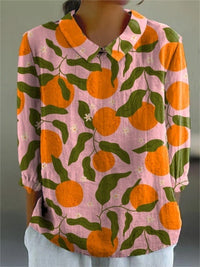 Women's Flower Digital Printed 34 Sleeves Shirt Top T-shirt Batch