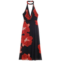 Fashionable Simple Halterneck Printed Dress For Women