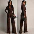 Women's Elegant Solid-Color Knitted Jumpsuit