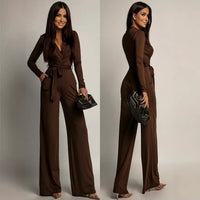Women's Elegant Solid-Color Knitted Jumpsuit