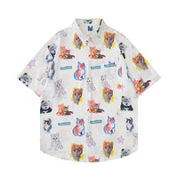 Kitten Full Printed Short-sleeved Shirt For Men