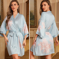 Luxury Three-quarter-sleeve Cooling Nightgown Loungewear For Women