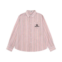 Contrast Color Striped Shirt Loose Autumn Men