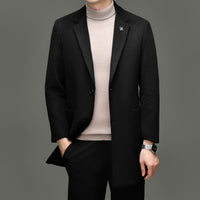 Men's Suit Single-breasted Suit Collar Thickened Business High-end Solid Color Wool Overcoat
