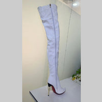 Womens Fashionable Over-the-knee Plus-size Metal-heel Boots