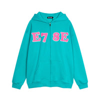 Alphanumeric Printing Plus Velvet Cardigan Sweater