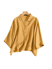 Linen Drop-shoulder Sleeve Top Artistic Shirt For Women