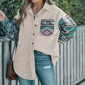 Ethnic Lapel Multi-color Coat Women's Lazy