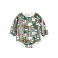 Baby Printed Cuffs Rib Long Sleeve Triangle Romper