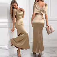 Women's Solid Color Versatile Evening Long Dress