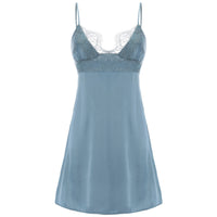 Ice Silk Lace Deep V Temptation Gathering Small Chest Suspender Nightdress